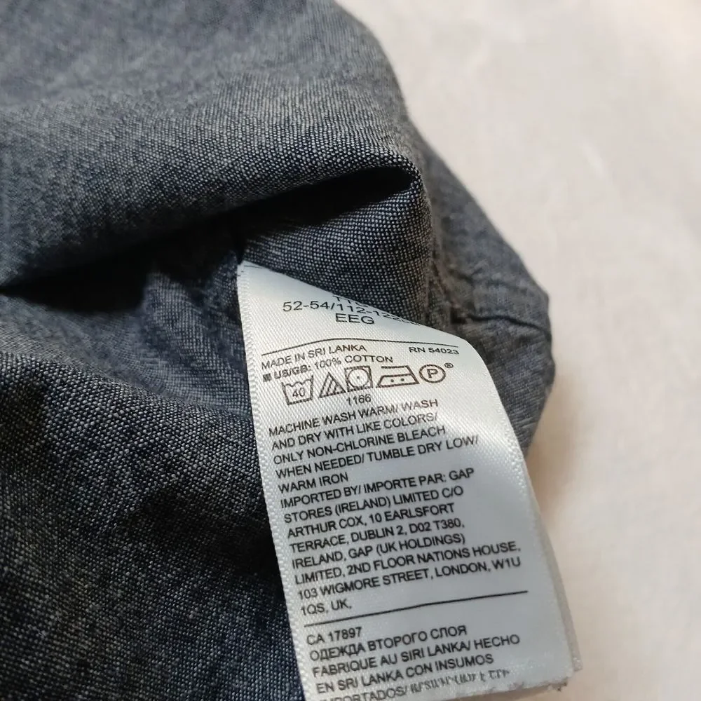 Banana Republic Chambray Shirt Mens 2XL Blue Untucked‎ Slim Fit